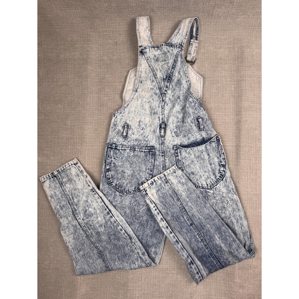 Squeeze Women's Denim Overalls Acid Wash Blue Vintage Stain - Picture 4 of 8